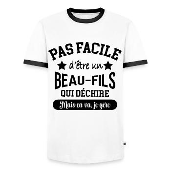 Cadeau beau-fils qui déchire - T-shirt contrasté Homme - blanc/noir - Devant - AI Model Female 172 light (172cm) & AI Model Male 178 dark (178cm)