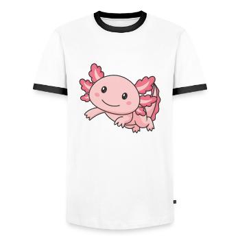 Axolotl cute animals kawaii anime funny axolotl - Men's Ringer Shirt - white/black - Front - AI Model Female 172 light (172cm) & AI Model Male 178 dark (178cm)