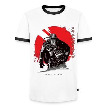 Taucher vor Sonne Japanisch Geschenk - Männer Kontrast-T-Shirt - Weiß/Schwarz - Vorne - AI Model Female 172 light (172cm) & AI Model Male 178 dark (178cm)