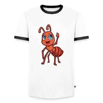 Kawaii Ameise - Männer Kontrast-T-Shirt - Weiß/Schwarz - Vorne - AI Model Female 172 light (172cm) & AI Model Male 178 dark (178cm)