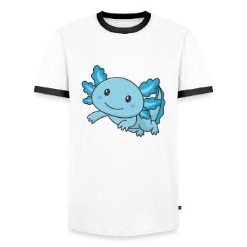 Axolotl cute animals kawaii anime funny axolotl - Men's Ringer Shirt - white/black - Front - AI Model Female 172 light (172cm) & AI Model Male 178 dark (178cm)