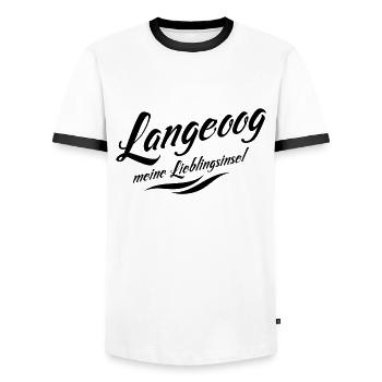 Meine Lieblingsinsel Langeoog - Männer Kontrast-T-Shirt - Weiß/Schwarz - Vorne - AI Model Female 172 light (172cm) & AI Model Male 178 dark (178cm)