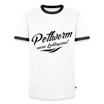 Meine Lieblingsinsel Pellworm - Männer Kontrast-T-Shirt - Weiß/Schwarz - Vorne - AI Model Female 172 light (172cm) & AI Model Male 178 dark (178cm)