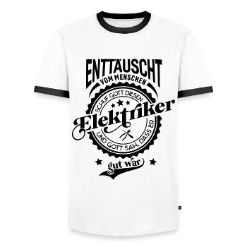 Lustiger Spruch für Beruf Elektriker - Männer Kontrast-T-Shirt - Weiß/Schwarz - Vorne - AI Model Female 172 light (172cm) & AI Model Male 178 dark (178cm)