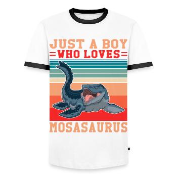 Biologiste marin Mosasaurus Time Dinosaures - T-shirt contrasté Homme - blanc/noir - Devant - AI Model Female 172 light (172cm) & AI Model Male 178 dark (178cm)