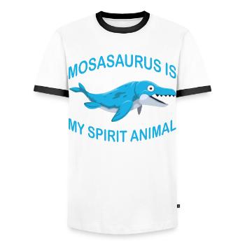 Biologiste marin Mosasaurus Time Dinosaures - T-shirt contrasté Homme - blanc/noir - Devant - AI Model Female 172 light (172cm) & AI Model Male 178 dark (178cm)