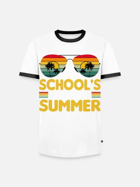 Schule Fertig Sommerferien Spruch - Männer Kontrast-T-Shirt - Weiß/Schwarz