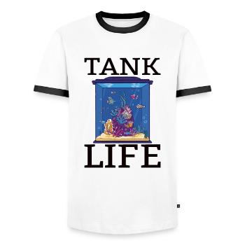 Aquaristic Aquarium Keeper Fishkeeper Eau salée - T-shirt contrasté Homme - blanc/noir - Devant - AI Model Female 172 light (172cm) & AI Model Male 178 dark (178cm)