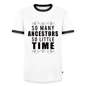 Family Tree Family Historian Genealogy Genealogy - Men's Ringer Shirt - white/black - Front - AI Model Female 172 light (172cm) & AI Model Male 178 dark (178cm)