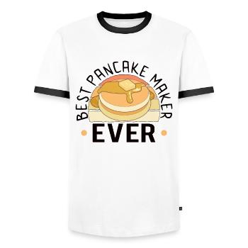 Pancake Maker Pancake Lover Funny Waffle - Men's Ringer Shirt - white/black - Front - AI Model Female 172 light (172cm) & AI Model Male 178 dark (178cm)