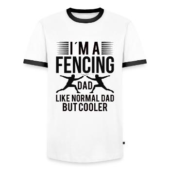 Fechten Vater Fechter Zaun Sohn Tochter - Männer Kontrast-T-Shirt - Weiß/Schwarz - Vorne - AI Model Female 172 light (172cm) & AI Model Male 178 dark (178cm)