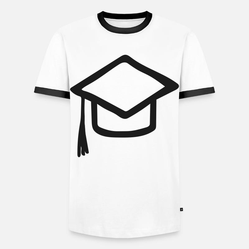 Graduation Hat - Men's Ringer Shirt - white/black