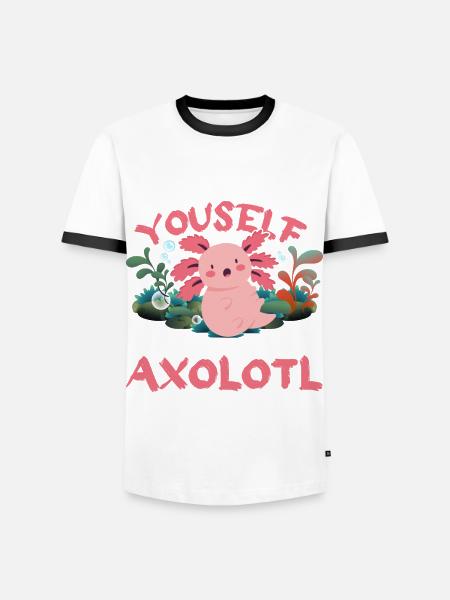 Axolotl Amphibie Lurch Salamander - Männer Kontrast-T-Shirt - Weiß/Schwarz