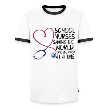School Nurse Nursing Clinic Medical Stuff - Männer Kontrast-T-Shirt - Weiß/Schwarz - Vorne - AI Model Female 172 light (172cm) & AI Model Male 178 dark (178cm)
