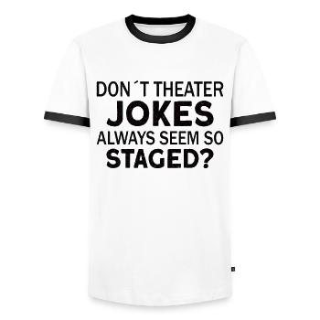 Theatre teacher Drama teacher - Men's Ringer Shirt - white/black - Front - AI Model Female 172 light (172cm) & AI Model Male 178 dark (178cm)