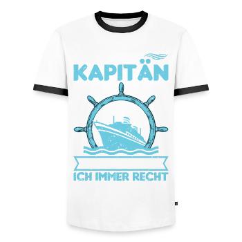 Kapitän Bootsschein Segeln Boot - Männer Kontrast-T-Shirt - Weiß/Schwarz - Vorne - AI Model Female 172 light (172cm) & AI Model Male 178 dark (178cm)