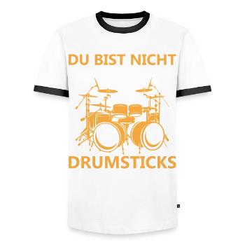 Drummer Drumsticks Schlagzeug Musiker - Männer Kontrast-T-Shirt - Weiß/Schwarz - Vorne - AI Model Female 172 light (172cm) & AI Model Male 178 dark (178cm)