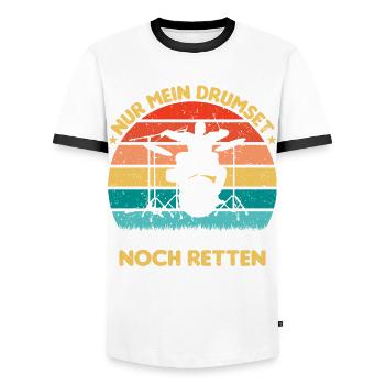 Drummer Drumsticks Schlagzeug Musiker - Männer Kontrast-T-Shirt - Weiß/Schwarz - Vorne - AI Model Female 172 light (172cm) & AI Model Male 178 dark (178cm)
