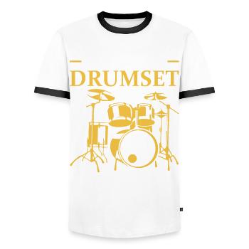 Drummer Drumsticks Schlagzeug Musiker - Männer Kontrast-T-Shirt - Weiß/Schwarz - Vorne - AI Model Female 172 light (172cm) & AI Model Male 178 dark (178cm)