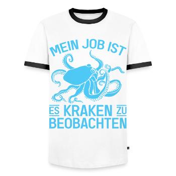 Meeresbiologe Kraken Meeresforscher Oktopus - Männer Kontrast-T-Shirt - Weiß/Schwarz - Vorne - AI Model Female 172 light (172cm) & AI Model Male 178 dark (178cm)