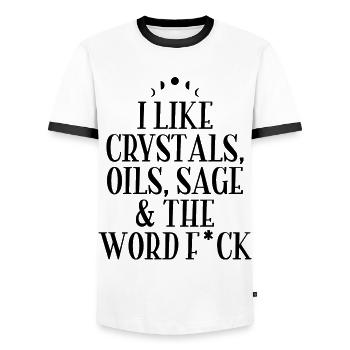 Sorcellerie - T-shirt contrasté Homme - blanc/noir - Devant - AI Model Female 172 light (172cm) & AI Model Male 178 dark (178cm)
