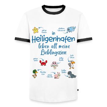 Meine Lieblingstiere in Heiligenhafen - Männer Kontrast-T-Shirt - Weiß/Schwarz - Vorne - AI Model Female 172 light (172cm) & AI Model Male 178 dark (178cm)