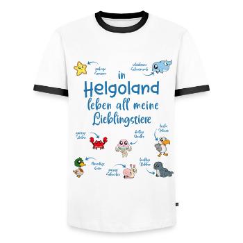 Meine Lieblingstiere in Helgoland - Männer Kontrast-T-Shirt - Weiß/Schwarz - Vorne - AI Model Female 172 light (172cm) & AI Model Male 178 dark (178cm)