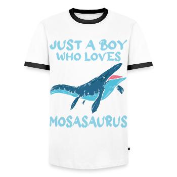 Biologiste marin Mosasaurus Time Dinosaures - T-shirt contrasté Homme - blanc/noir - Devant - AI Model Female 172 light (172cm) & AI Model Male 178 dark (178cm)
