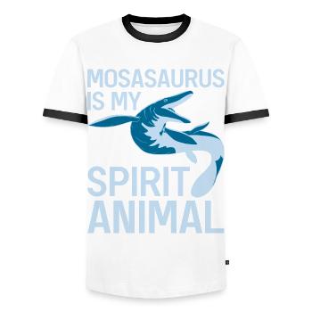 Biologiste marin Mosasaurus Time Dinosaures - T-shirt contrasté Homme - blanc/noir - Devant - AI Model Female 172 light (172cm) & AI Model Male 178 dark (178cm)