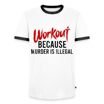 Bodybuilding Powerlifting Weightlifting Fitness - Men's Ringer Shirt - white/black - Front - AI Model Female 172 light (172cm) & AI Model Male 178 dark (178cm)