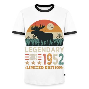 1952 legendary anniversaire né en 1952 - T-shirt contrasté Homme - blanc/noir - Devant - AI Model Female 172 light (172cm) & AI Model Male 178 dark (178cm)