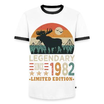 1982 legendäres Jubiläum geboren 1982 - Männer Kontrast-T-Shirt - Weiß/Schwarz - Vorne - AI Model Female 172 light (172cm) & AI Model Male 178 dark (178cm)