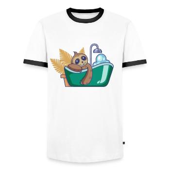 Paresseux prend un bain dans la baignoire - T-shirt contrasté Homme - blanc/noir - Devant - AI Model Female 172 light (172cm) & AI Model Male 178 dark (178cm)