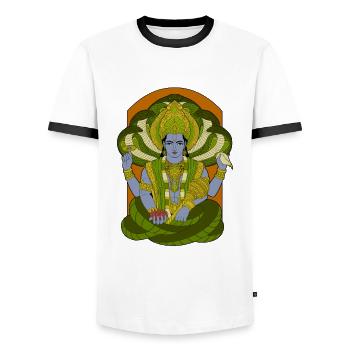 Dieu hindou - Vishnu - T-shirt contrasté Homme - blanc/noir - Devant - AI Model Female 172 light (172cm) & AI Model Male 178 dark (178cm)