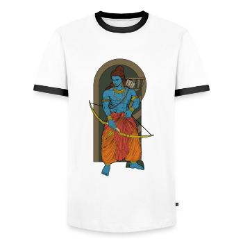 Hindu God - Rama - Men's Ringer Shirt - white/black - Front - AI Model Female 172 light (172cm) & AI Model Male 178 dark (178cm)