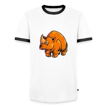 Kawaii Elasmotherium - T-shirt contrasté Homme - blanc/noir - Devant - AI Model Female 172 light (172cm) & AI Model Male 178 dark (178cm)