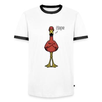 Flamingo Naysayer - Nope - T-shirt contrasté Homme - blanc/noir - Devant - AI Model Female 172 light (172cm) & AI Model Male 178 dark (178cm)