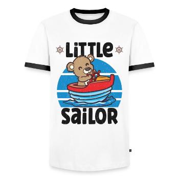 Voilier Voilier Bateau Kid Enfant Yacht Bateau - T-shirt contrasté Homme - blanc/noir - Devant - AI Model Female 172 light (172cm) & AI Model Male 178 dark (178cm)