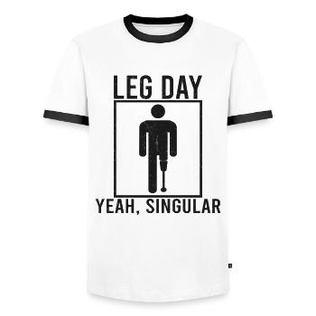 Handicapped Wheelchair Cyborg Leg Arm Amputee - Men's Ringer Shirt - white/black - Front - AI Model Female 172 light (172cm) & AI Model Male 178 dark (178cm)