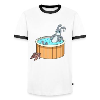 Rabbit in the Hot Tub - Men's Ringer Shirt - white/black - Front - AI Model Female 172 light (172cm) & AI Model Male 178 dark (178cm)