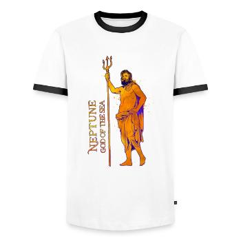 Dieu de la Mer - Neptune - T-shirt contrasté Homme - blanc/noir - Devant - AI Model Female 172 light (172cm) & AI Model Male 178 dark (178cm)