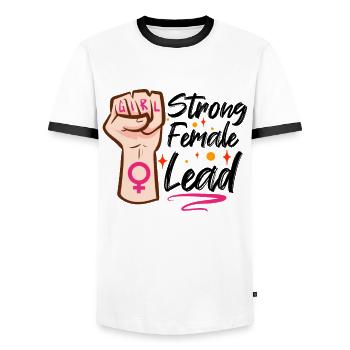 Feminist Feminism Actor Theater Drama Teacher - Men's Ringer Shirt - white/black - Front - AI Model Female 172 light (172cm) & AI Model Male 178 dark (178cm)