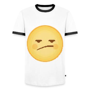 Retro Pixel Sad Emoji - Men's Ringer Shirt - white/black - Front - AI Model Female 172 light (172cm) & AI Model Male 178 dark (178cm)