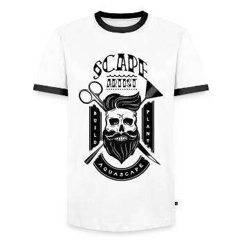 Aquascaper Retro Aquarium Fish Keeper Aquascaping - Men's Ringer Shirt - white/black - Front - AI Model Female 172 light (172cm) & AI Model Male 178 dark (178cm)