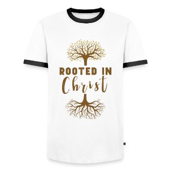 Jesus Christianity God Praying Prayer Pastor - Männer Kontrast-T-Shirt - Weiß/Schwarz - Vorne - AI Model Female 172 light (172cm) & AI Model Male 178 dark (178cm)