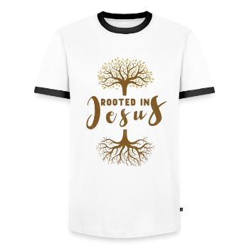 Jesus Christianity God Praying Prayer Pastor - Männer Kontrast-T-Shirt - Weiß/Schwarz - Vorne - AI Model Female 172 light (172cm) & AI Model Male 178 dark (178cm)