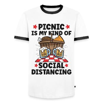 Picnic Lover Pique-Panier de nourriture Date de pique- - T-shirt contrasté Homme - blanc/noir - Devant - AI Model Female 172 light (172cm) & AI Model Male 178 dark (178cm)