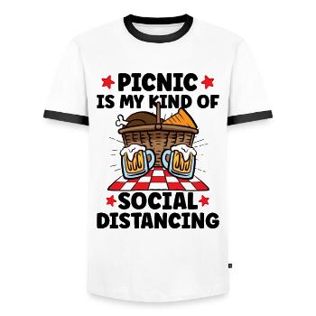 Picnic Lover Pique-Panier de nourriture Date de pique- - T-shirt contrasté Homme - blanc/noir - Devant - AI Model Female 172 light (172cm) & AI Model Male 178 dark (178cm)