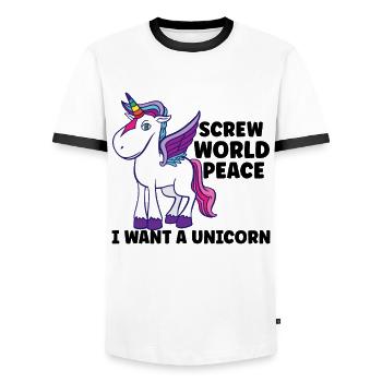 Horse Dressage Horseback-Riding Horse Girl Barn - Männer Kontrast-T-Shirt - Weiß/Schwarz - Vorne - AI Model Female 172 light (172cm) & AI Model Male 178 dark (178cm)