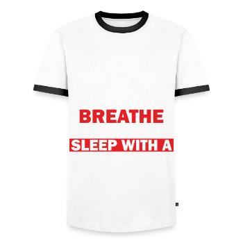 Respiratory therapists Respiratory therapist Occupational therapists - Men's Ringer Shirt - white/black - Front - AI Model Female 172 light (172cm) & AI Model Male 178 dark (178cm)